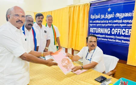 தருமபுரி மலைவாழ் கிராமங்களில் பேருந்து வசதியை ஏற்படுத்தி தந்தவர் முதல்வர் ஸ்டாலின்...மக்களுக்கும் அனைத்தும் தெரியும் நிச்சயம் திமுக வெல்லும் ஸ்டாலின் ஆட்சி தொடரும்..! பாப்பிரெட்டிப்பட்டியில் வேட்பு மனு தாக்கல் செய்த பி.பழனியப்பன் பேட்டி