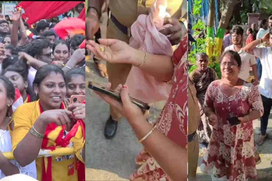 விஜயை காண வந்த பெண்ணிடம் ஆறரை சவரன் நகை பறிப்பு..! 15 செல்போன் 65 ஆயிரம் ரூபாய் திருடு