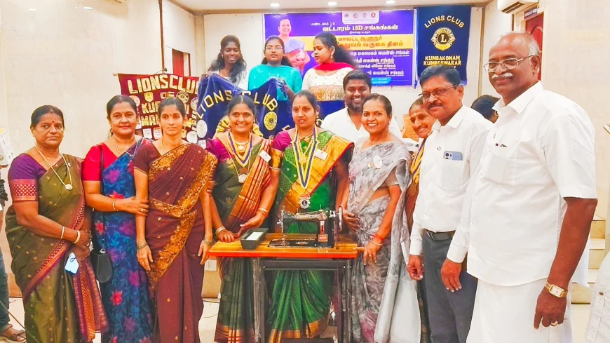 கும்பகோணத்தில் காந்தி ஜெயந்தியையொட்டி வட்டார லயன்ஸ் சங்கங்கள் ஒருங்கிணைந்து பல்வேறு பயனாளிகளுக்கு சேவை திட்டங்களை வழங்கினர்