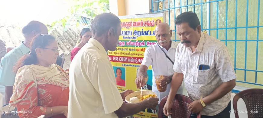 குடந்தை மருதம் லயன்ஸ் சங்கம் சார்பில் 100 பயனாளிகளுக்கு அன்னதானம்
