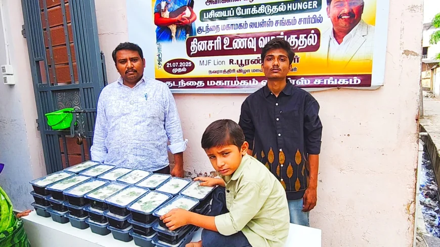 கும்பகோணத்தில் ஏழை எளிய மக்களின் பசியைப் போக்க 14 மாதங்களாக தொடரும் அன்னதானப் பணி  தினமும் காலை 11 மணிக்கு உணவு வழங்கும் குடந்தை மகாமகம் லயன்ஸ் சங்கம்